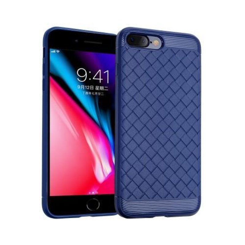 Woven textúrovaný gélový obal na iPhone 8 Plus a iPhone 7 Plus - modrý