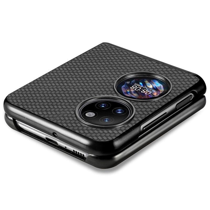 Woven textúrovaný plastový kryt na mobil Huawei P50 Pocket - čierny