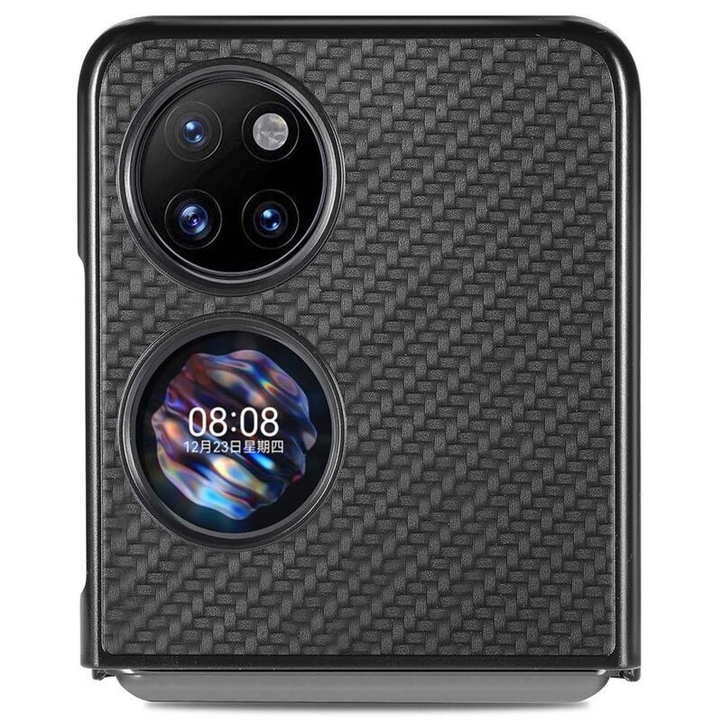 Woven textúrovaný plastový kryt na mobil Huawei P50 Pocket - čierny