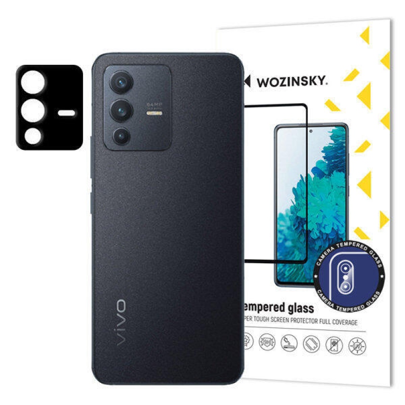 Wozinsky tvrdené sklo šošovky fotoaparátu na mobil Vivo V23 5G - čierne