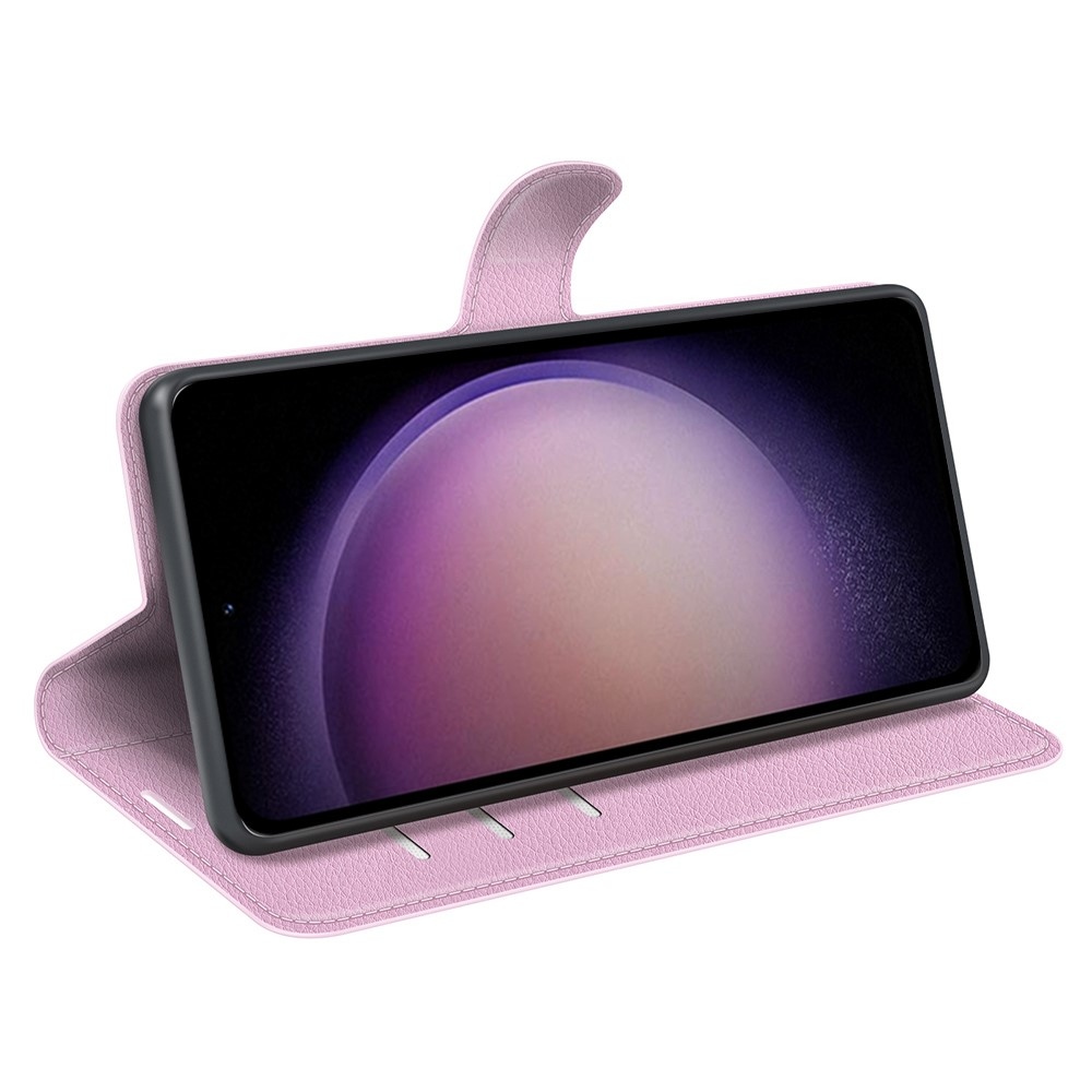 Litchi knižkové púzdro na Samsung Galaxy S23 FE - ružové