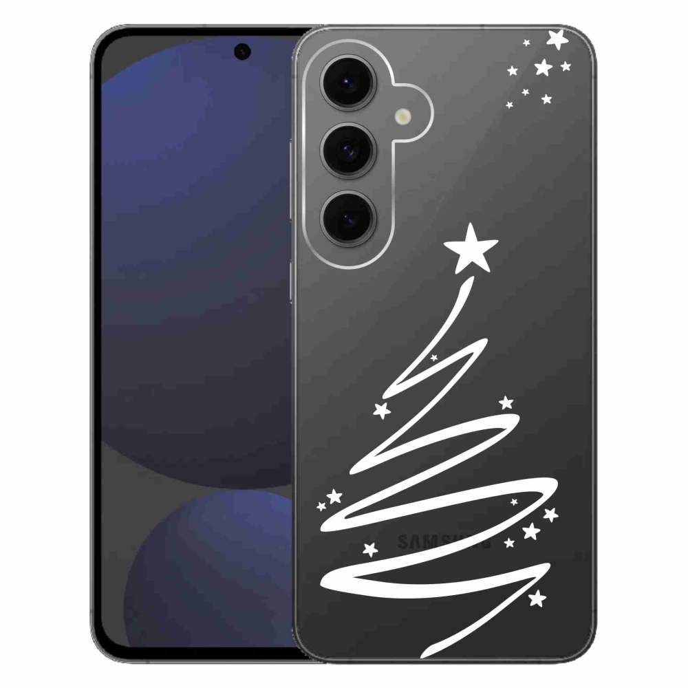 Gélový kryt mmCase na Samsung Galaxy S24 FE - biely stromček na priehľadnom pozadí