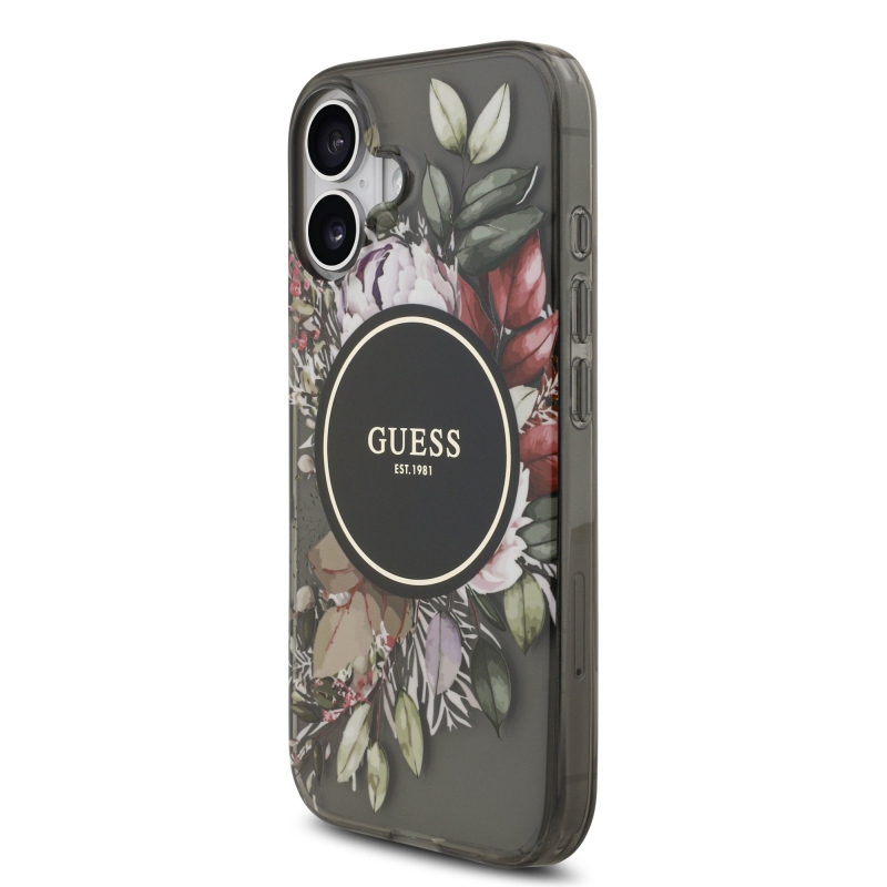Guess IML Flowers Strap MagSafe zadný kryt pre iPhone 17 Black