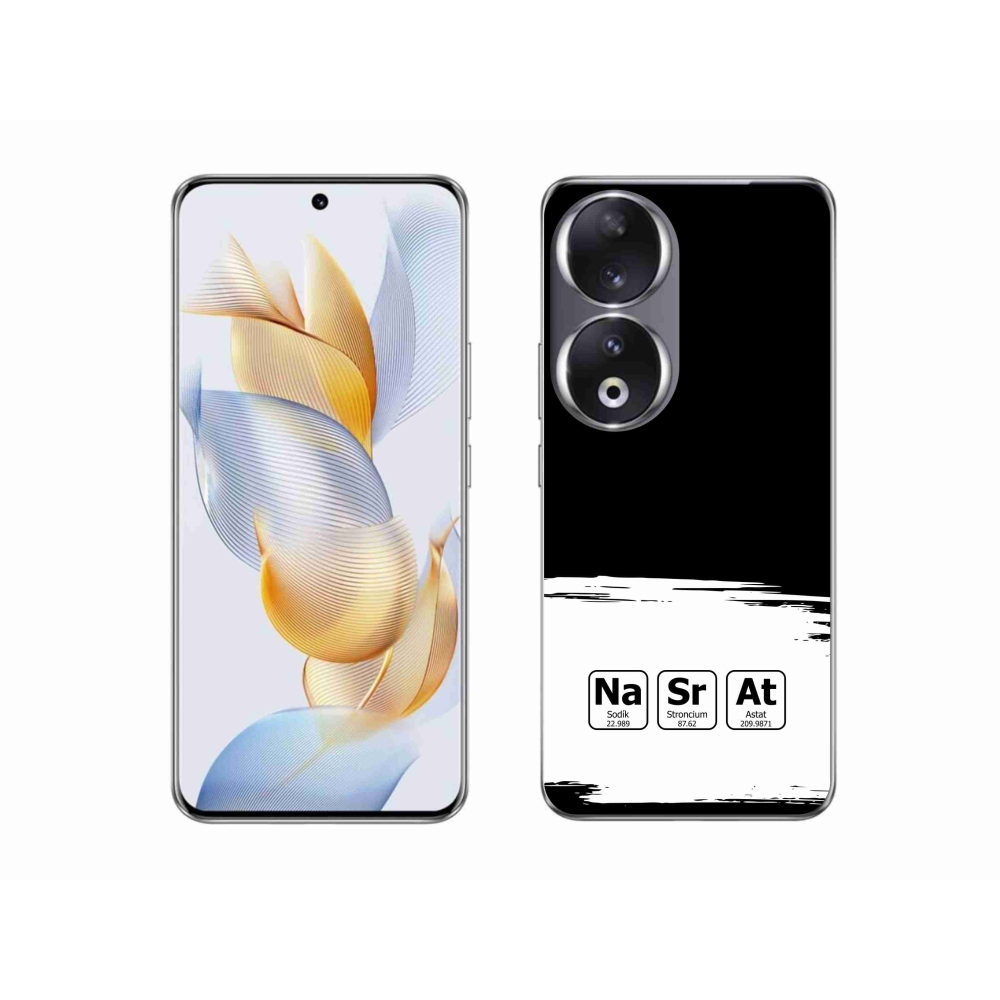 Gélový kryt mmCase na Honor 90 - chemické prvky bieločierne pozadie