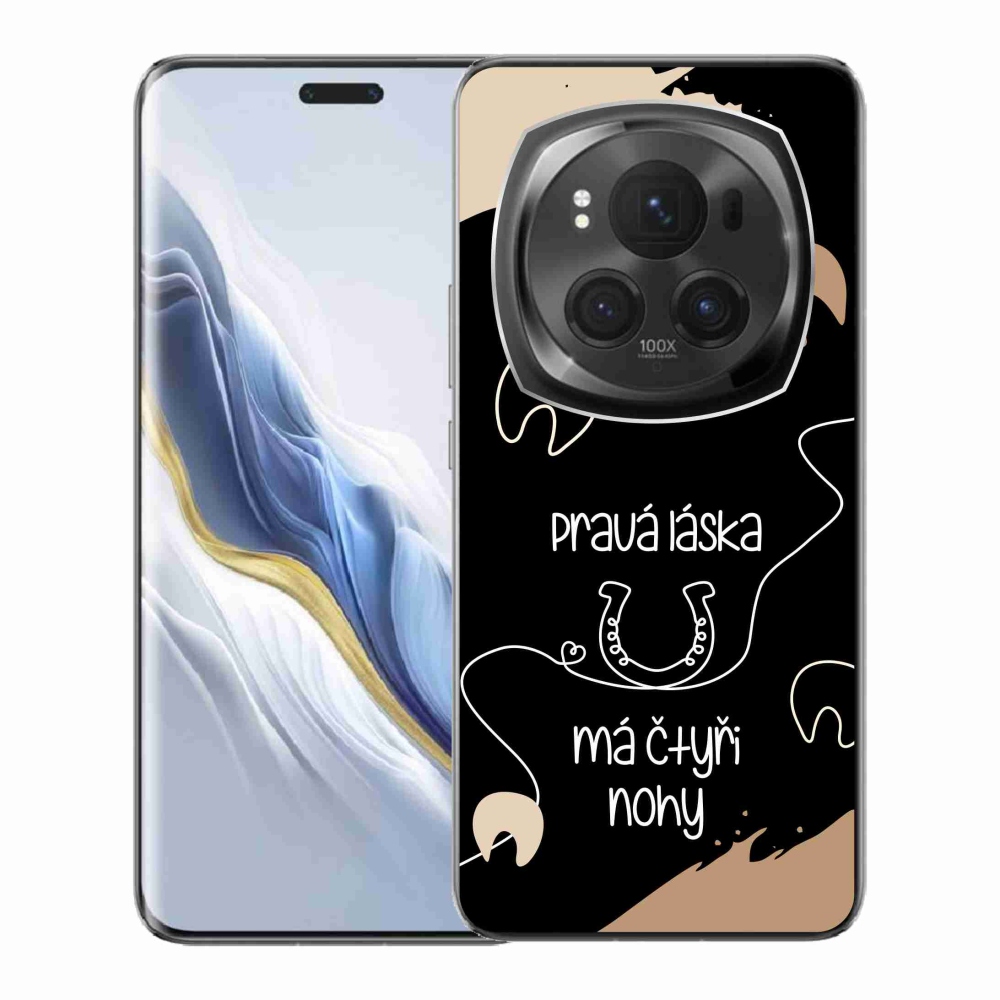 Gélový kryt mmCase na Honor Magic 6 Pro 5G - konský motív čierne pozadie