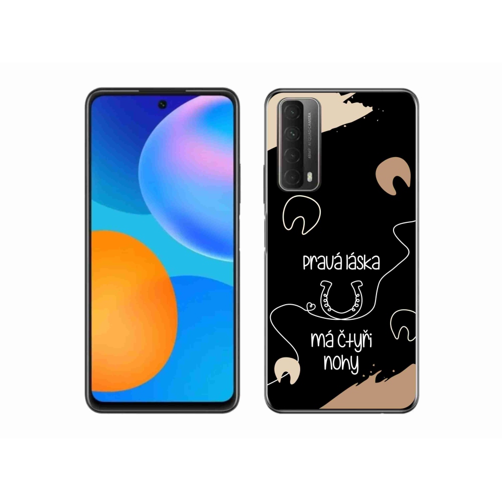 Gélový kryt mmCase na Huawei P Smart (2021) - konský motív čierne pozadie