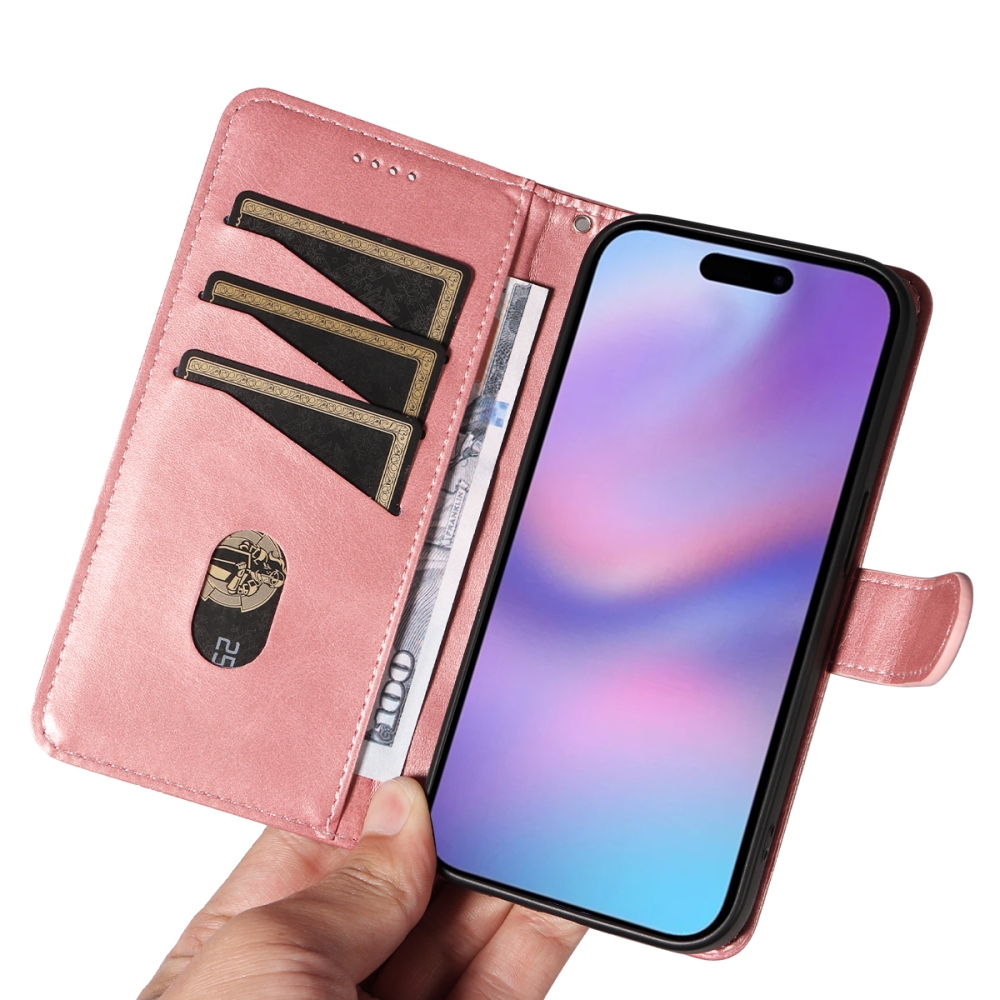 T-Shape knižkové púzdro na iPhone 17 - ružovozlaté