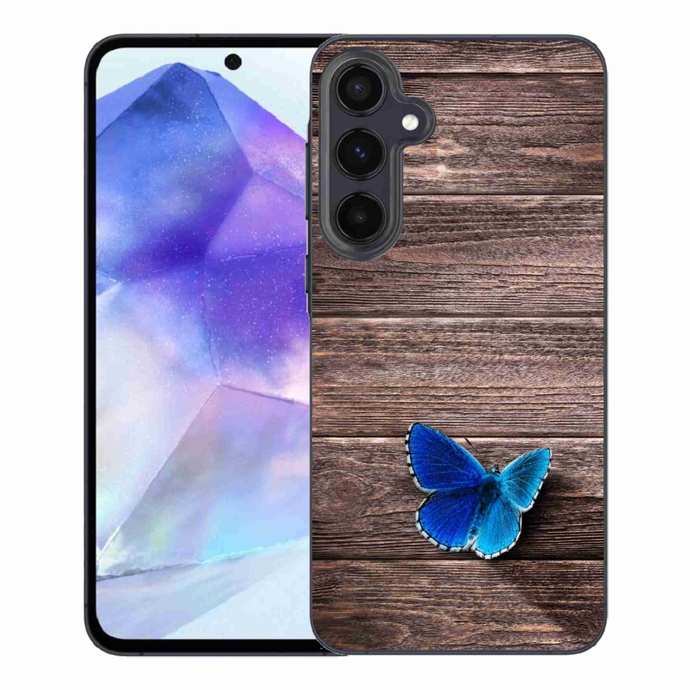 Gélový kryt mmCase na Samsung Galaxy A55 5G - modrý motýľ 1