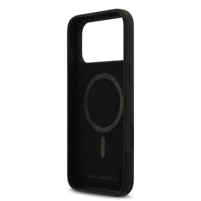 Karl Lagerfeld Liquid Silicone K&CH Sketch MagSafe Back Cover pre iPhone 17 Pro Max Black