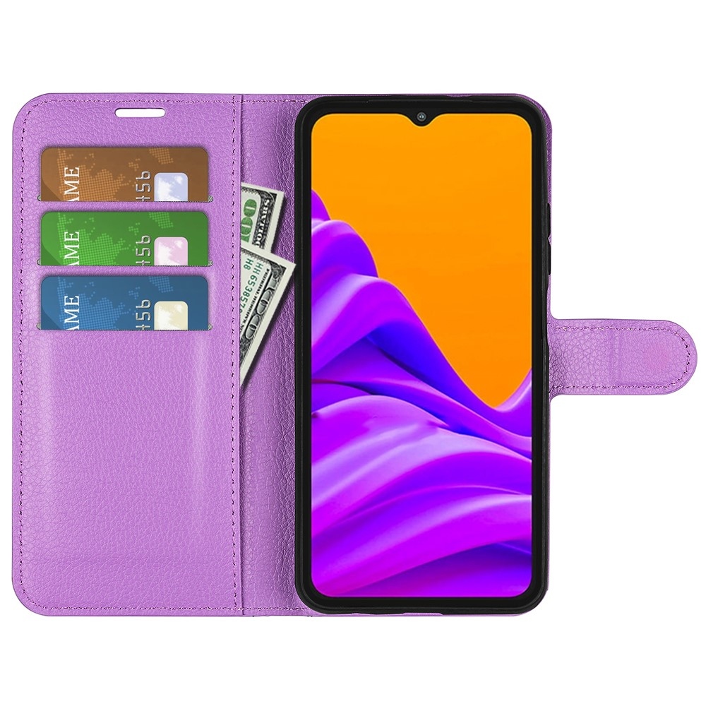 Litchi knižkové púzdro na Samsung Galaxy Xcover 7 Pro - fialové