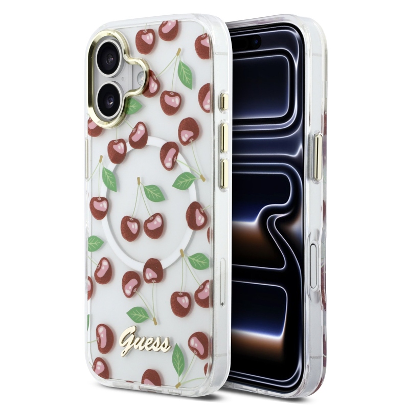 Guess IML Glitter Cherry MagSafe zadný kryt pre iPhone 17
