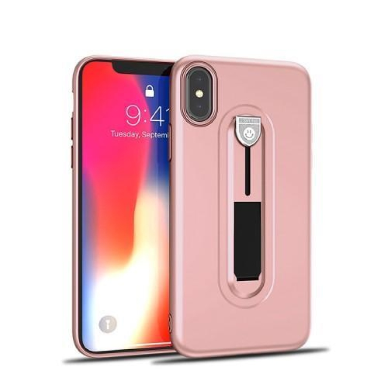 Wrappy odolný obal s výsuvným stojanom na iPhone X - Rosegold