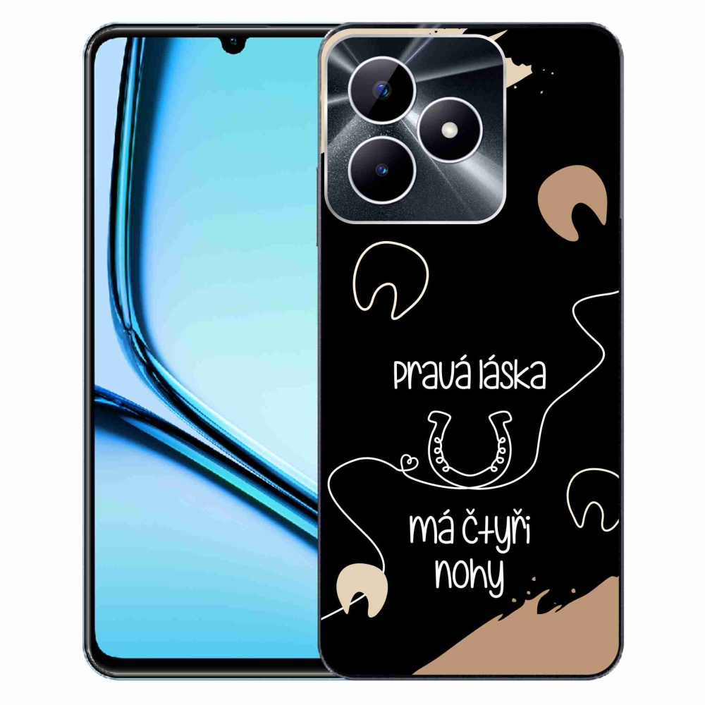 Gélový kryt mmCase na Realme Note 50 - konský motív čierne pozadie
