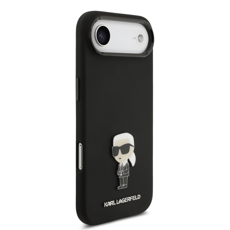 Karl Lagerfeld Liquid Silicone Metal Ikonik Zadný Kryt pre iPhone Air Black