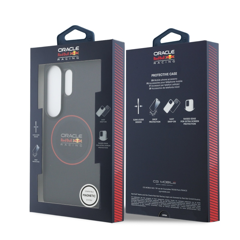 Zadný kryt Red Bull PU Leather Meshed Red Ring Magnetic pre Samsung Galaxy S26 Ultra Navy