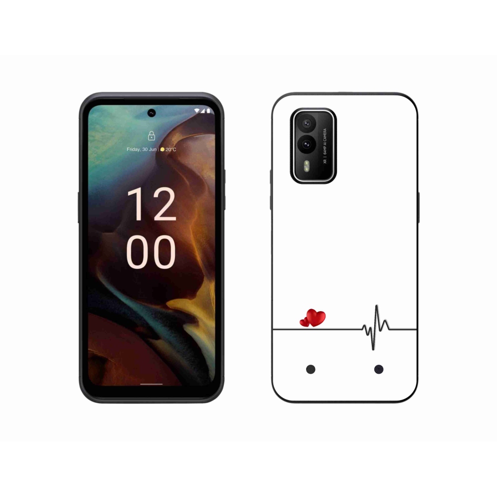 Gélový kryt mmCase na Nokia XR21 - srdce a tep biele pozadie