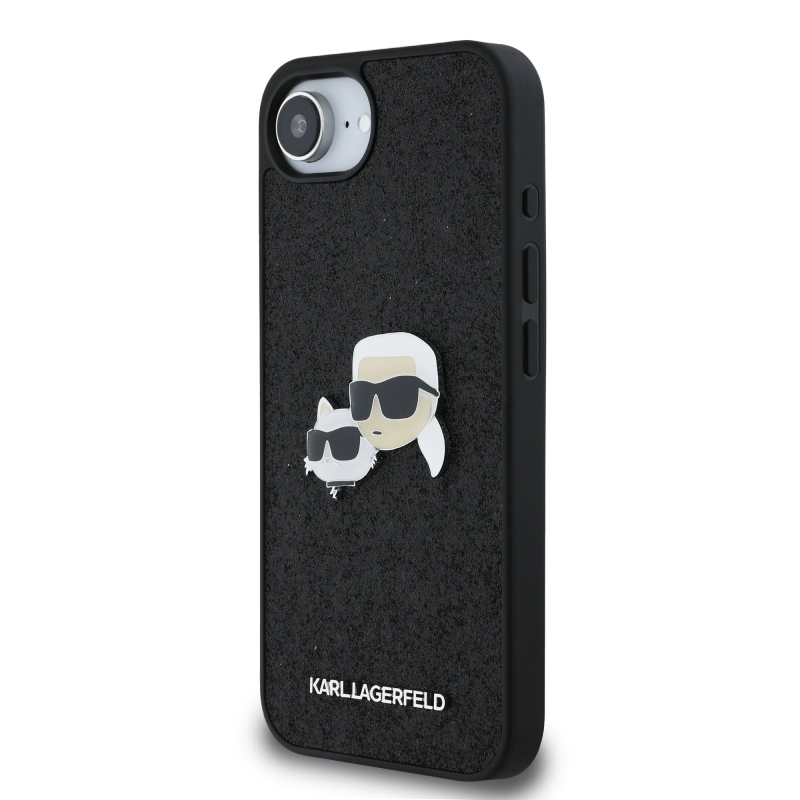Karl Lagerfeld Fixed Glitter Metal K&CH Zadný Kryt pre iPhone 16e Black