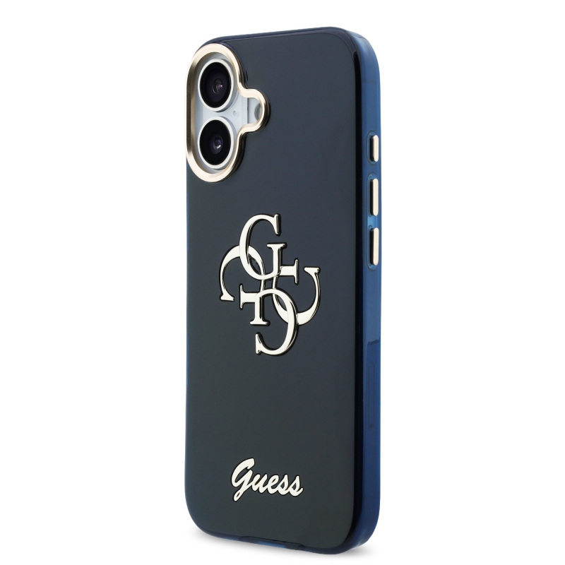 Guess IML 4G Script Metal Logo Zadný kryt pre iPhone 17 Blue