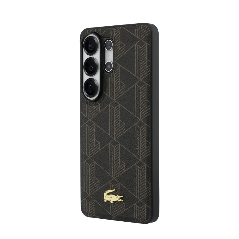 Lacoste PVC Blend Monogram Gold Logo Magnetic Back Cover pre Samsung Galaxy S26 Ultra Brown