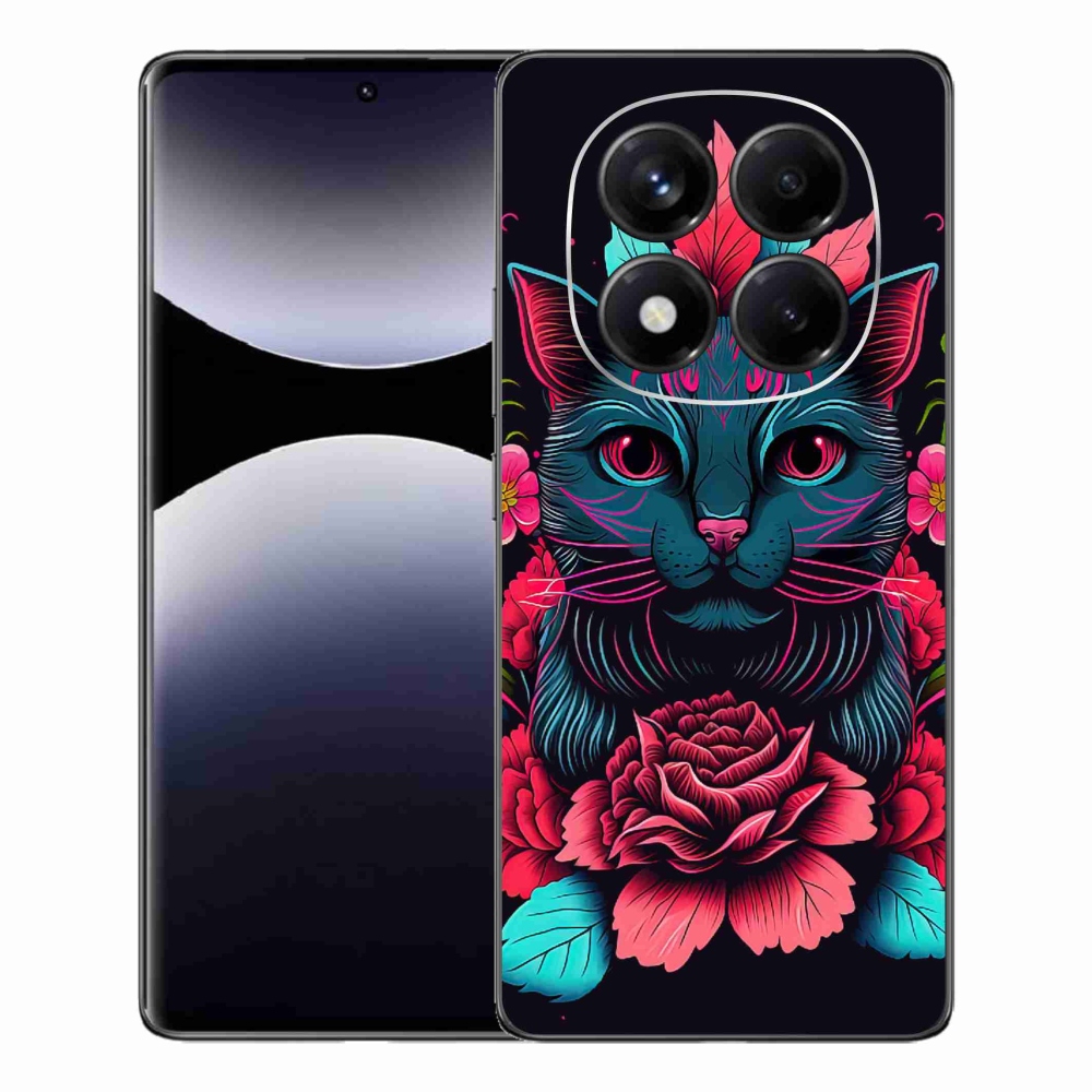 Gélový kryt mmCase na Xiaomi Redmi Note 14 Pro - kvety a mačka