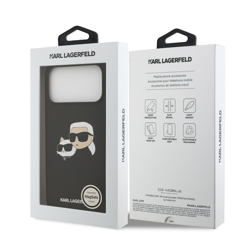 Karl Lagerfeld Liquid Silicone Double Heads MagSafe zadný kryt pre iPhone 17 Pro Max Black