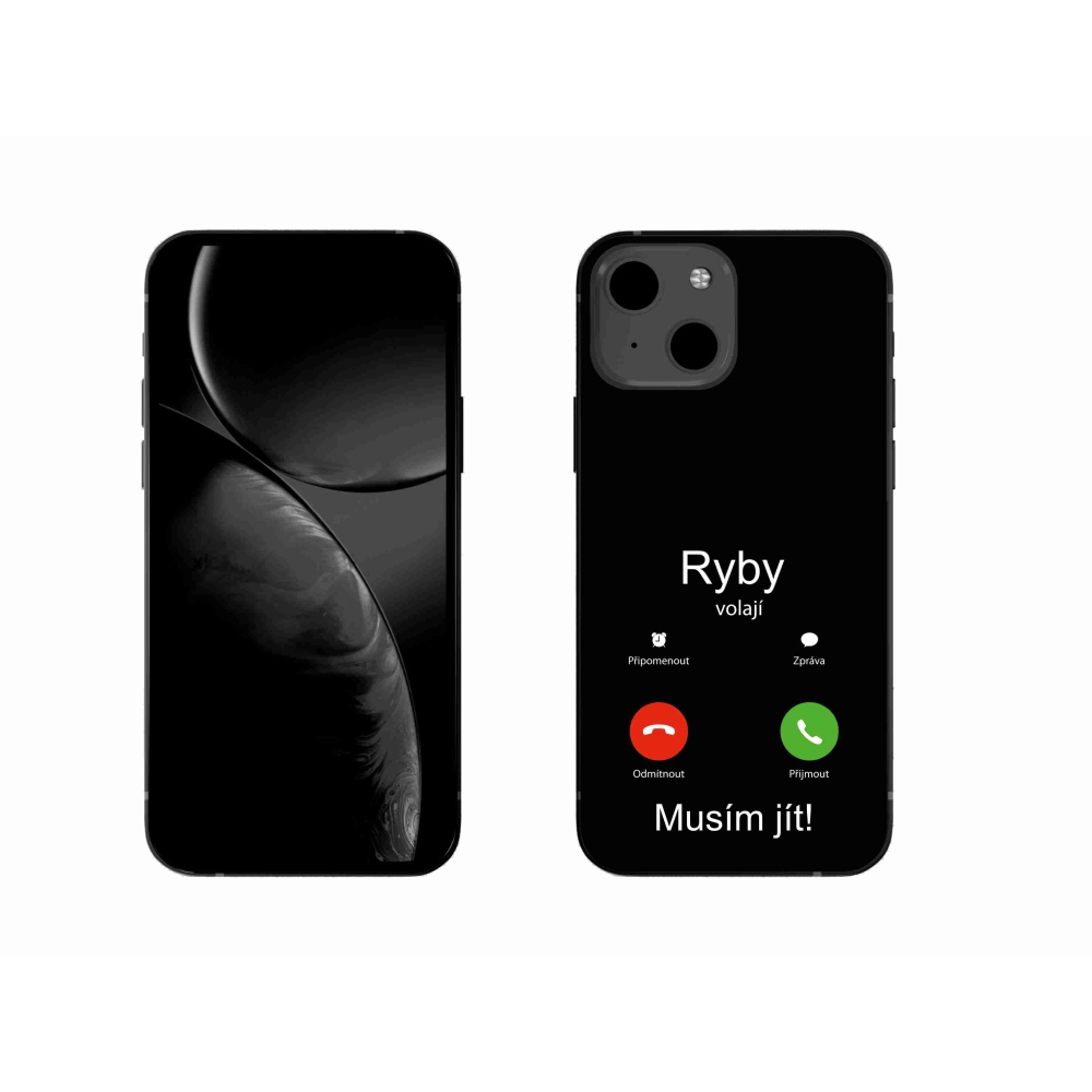 Gélový kryt mmCase na iPhone 13 6.1 - ryby volajú čierne pozadie
