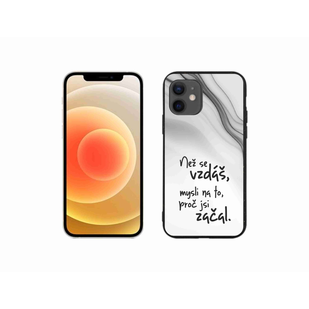 Gélový kryt mmCase na iPhone 12 mini - citát 2 biele pozadie