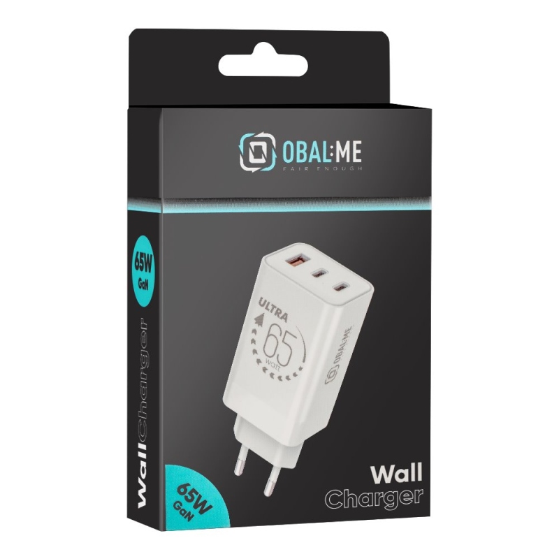 BALENIE:Cestovná nabíjačka ME GaN USB-A + 2xUSB-C 65W biela