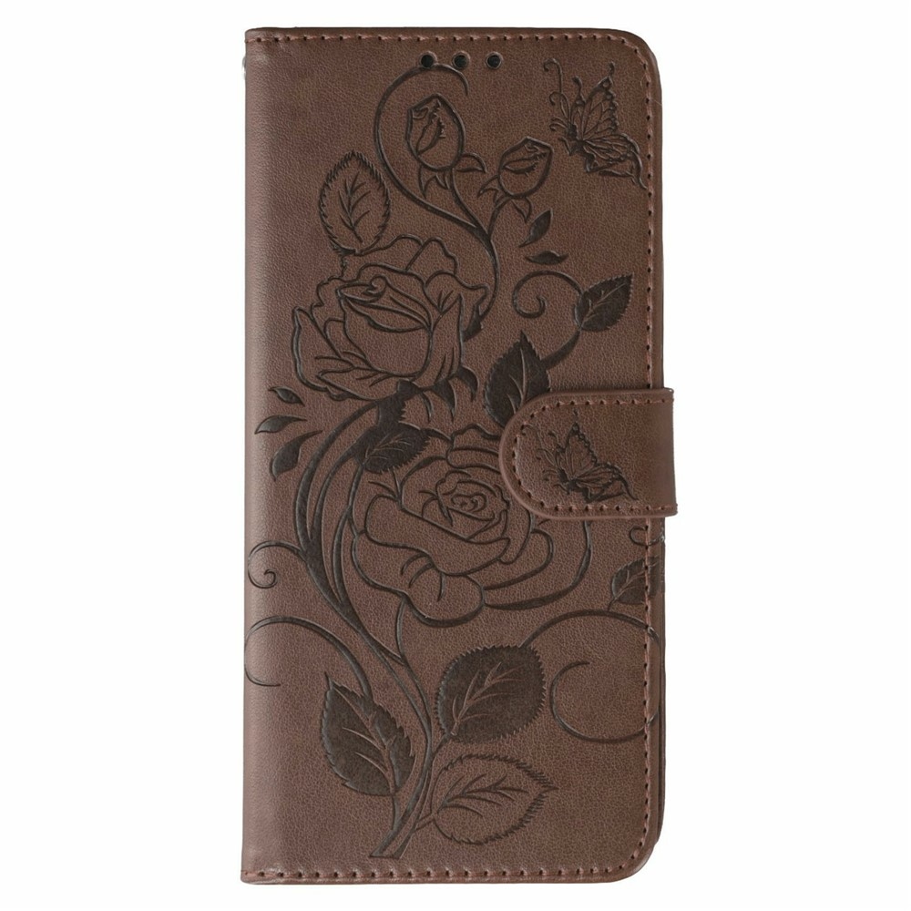 Roses knižkové púzdro na Xiaomi Redmi 15 5G - hnedé