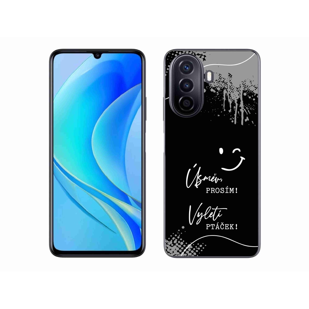 Gélový kryt mmCase na Huawei Nova Y70 - vtipný text 4 čierne pozadie