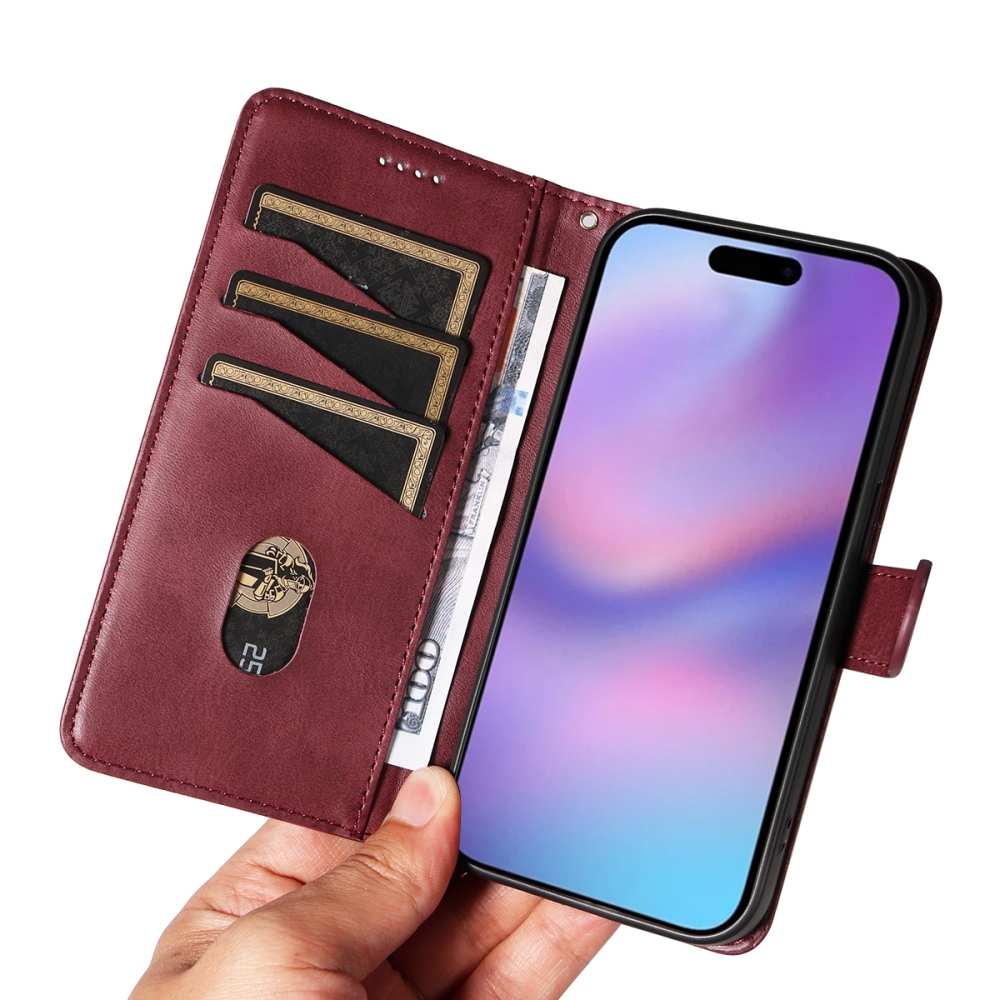 T-Shape knižkové púzdro na iPhone 17 - vínové