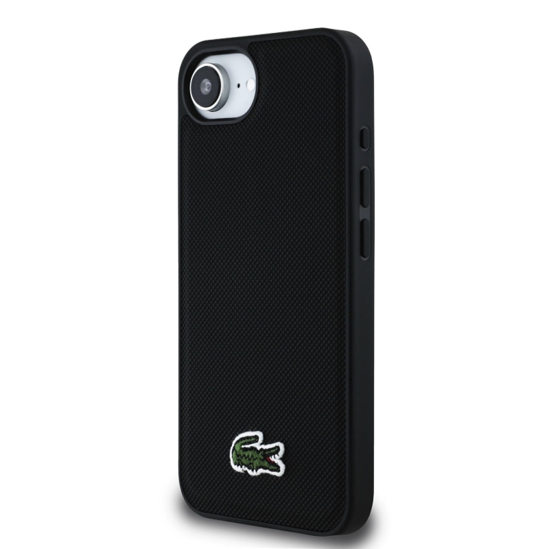 Lacoste Iconic Petit Pique Woven Logo MagSafe Zadný Kryt pre iPhone 16e Black