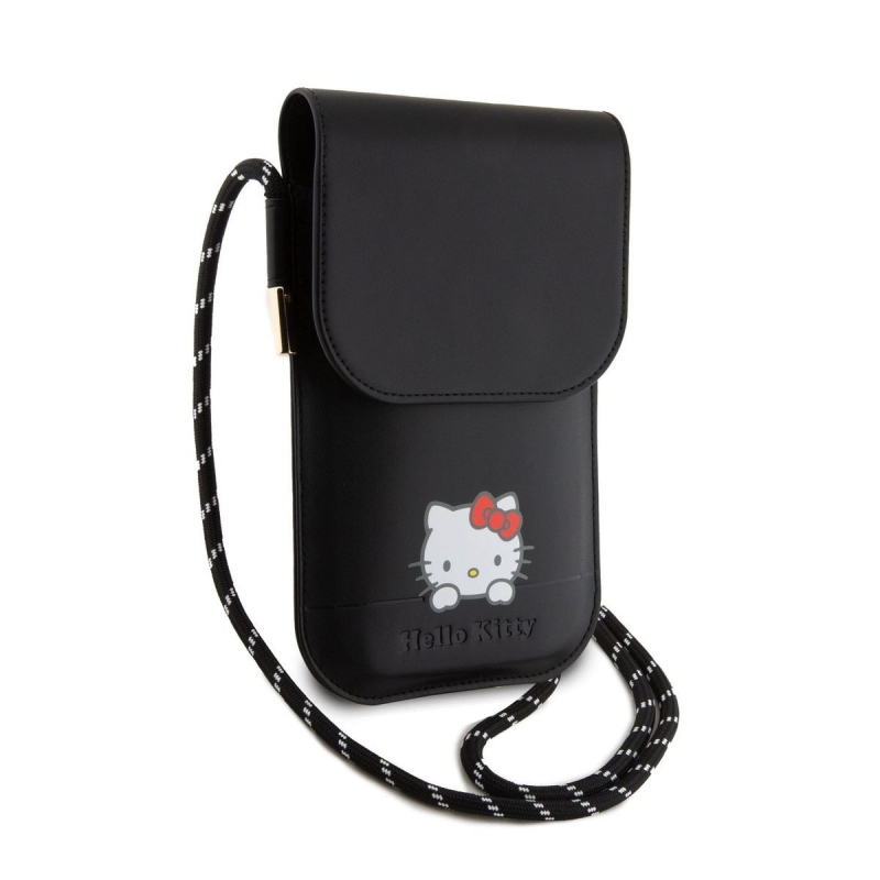 Hello Kitty PU Leather Daydreaming Logo Taška na Telefón Black