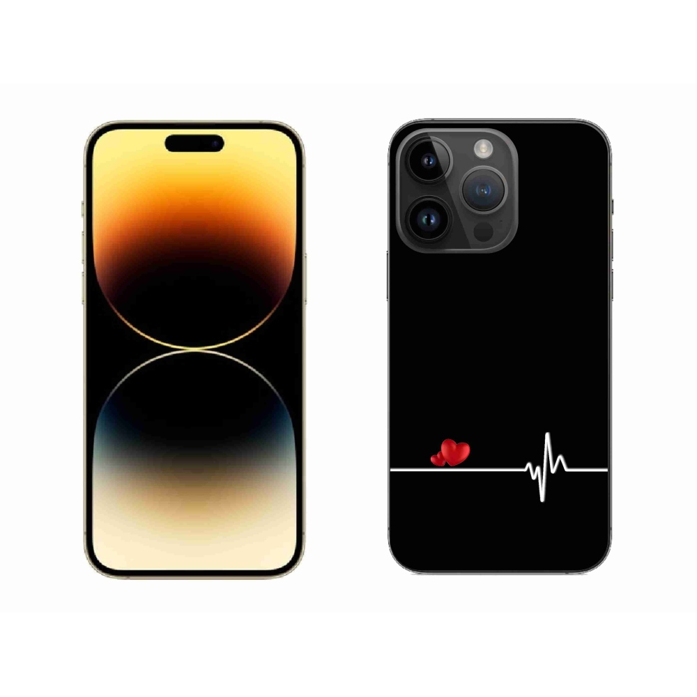 Gélový kryt mmCase na iPhone 14 Pro Max 6.7 - srdce a tep čierne pozadie