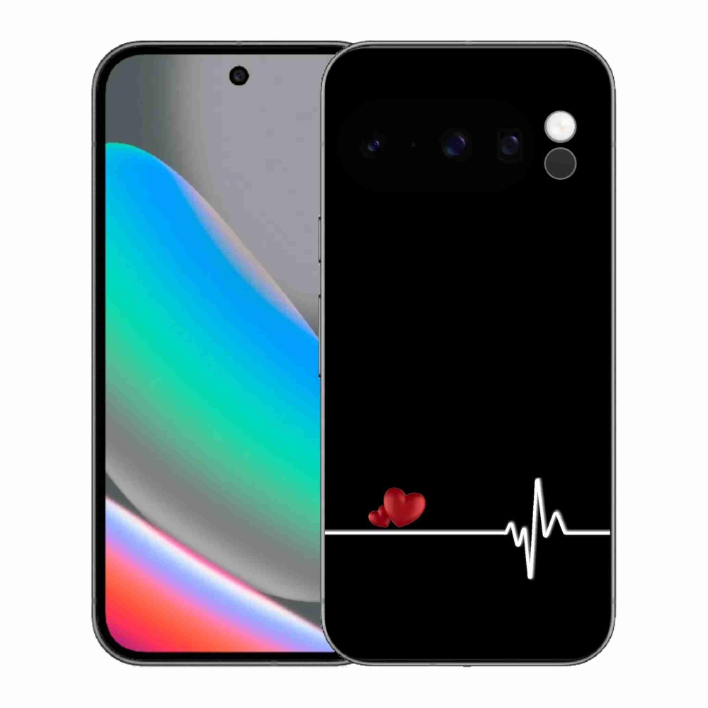 Gélový kryt mmCase na Google Pixel 10 Pro - srdce a tep čierne pozadie