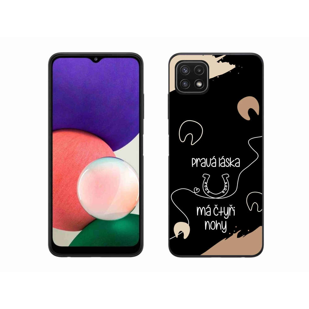 Gélový kryt mmCase na Samsung Galaxy A22 5G - konský motív čierne pozadie