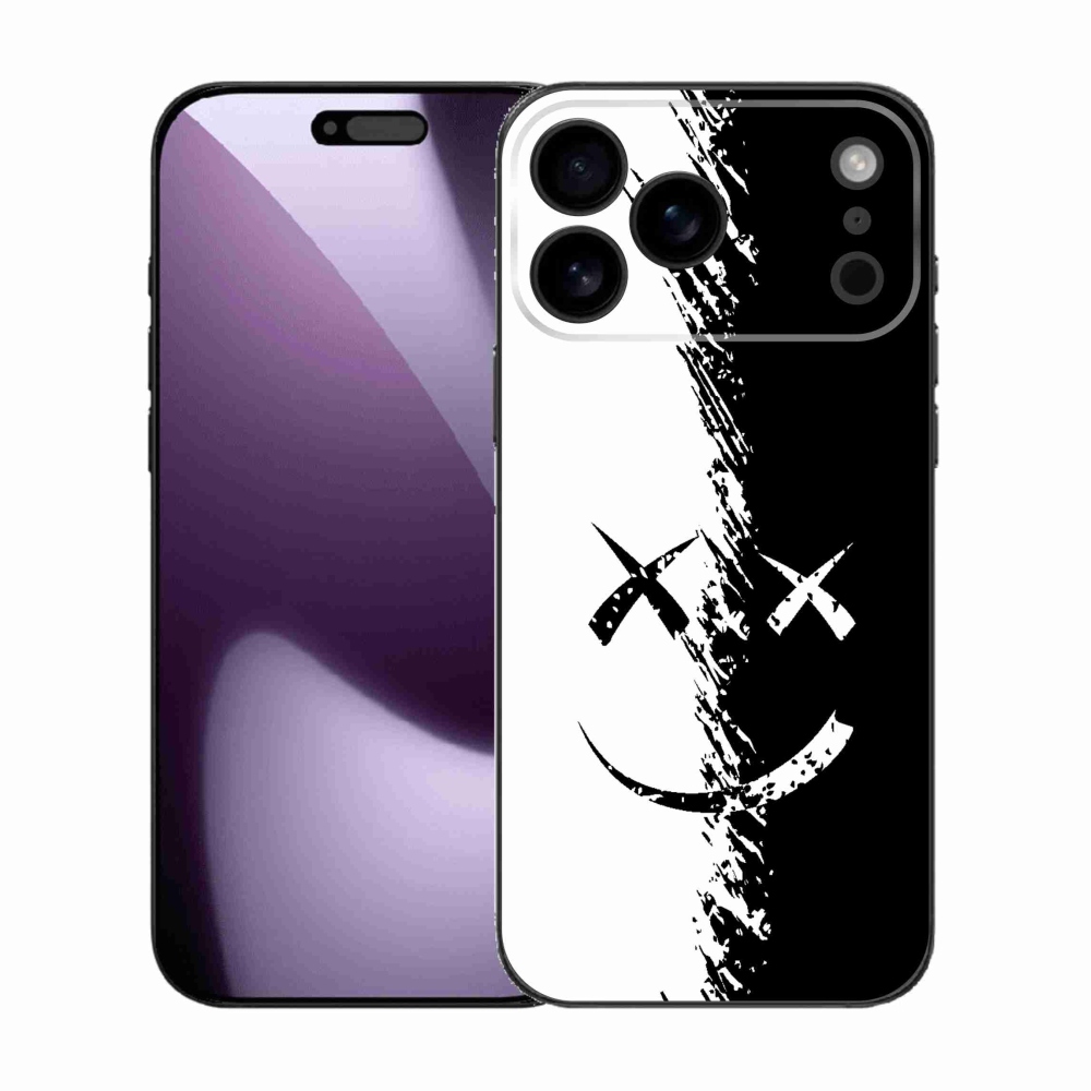 Gélový kryt mmCase na iPhone 17 Pro Max - čiernobiely smajlík