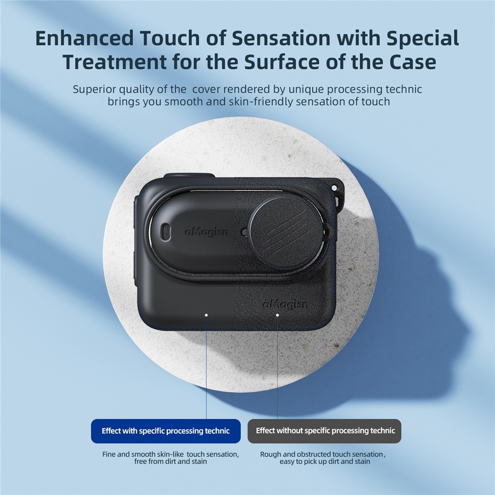 Silikónový ochranný obal AMAGISN s pútkom pre Insta360 GO 3S - čierne