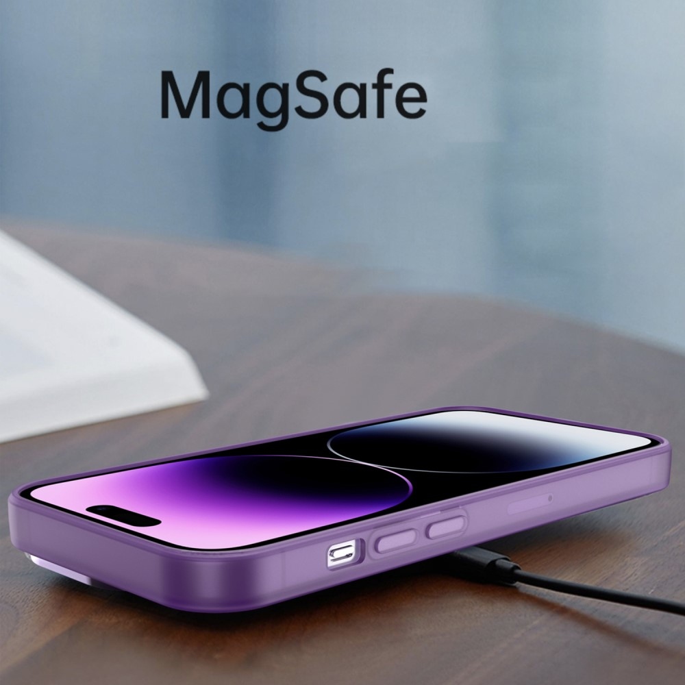 Gélový obal s pevným chrbtom a stojanom na iPhone 15 Pro Max - fialový