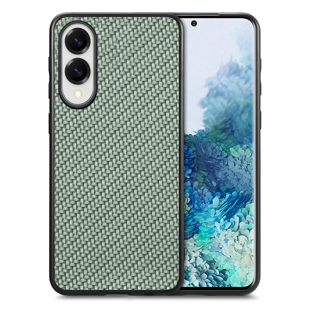Coat gélový obal s umelou kožou a pevným chrbtom na Samsung Galaxy S25 Edge - zelený