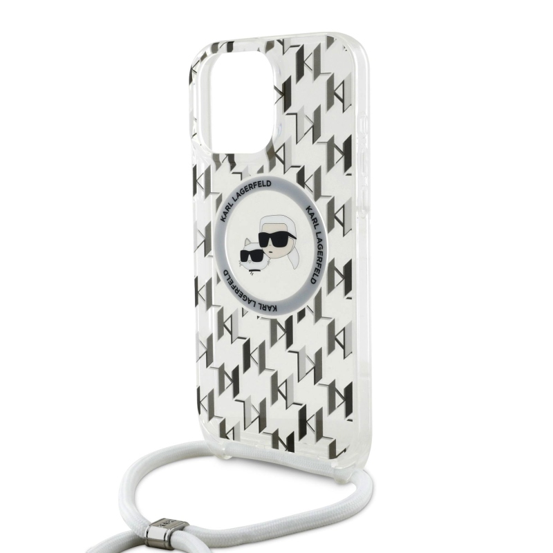 Karl Lagerfeld IML Monogram Crossbody K&CH Heads MagSafe Zadný Kryt pre iPhone 16 Pro Transparent