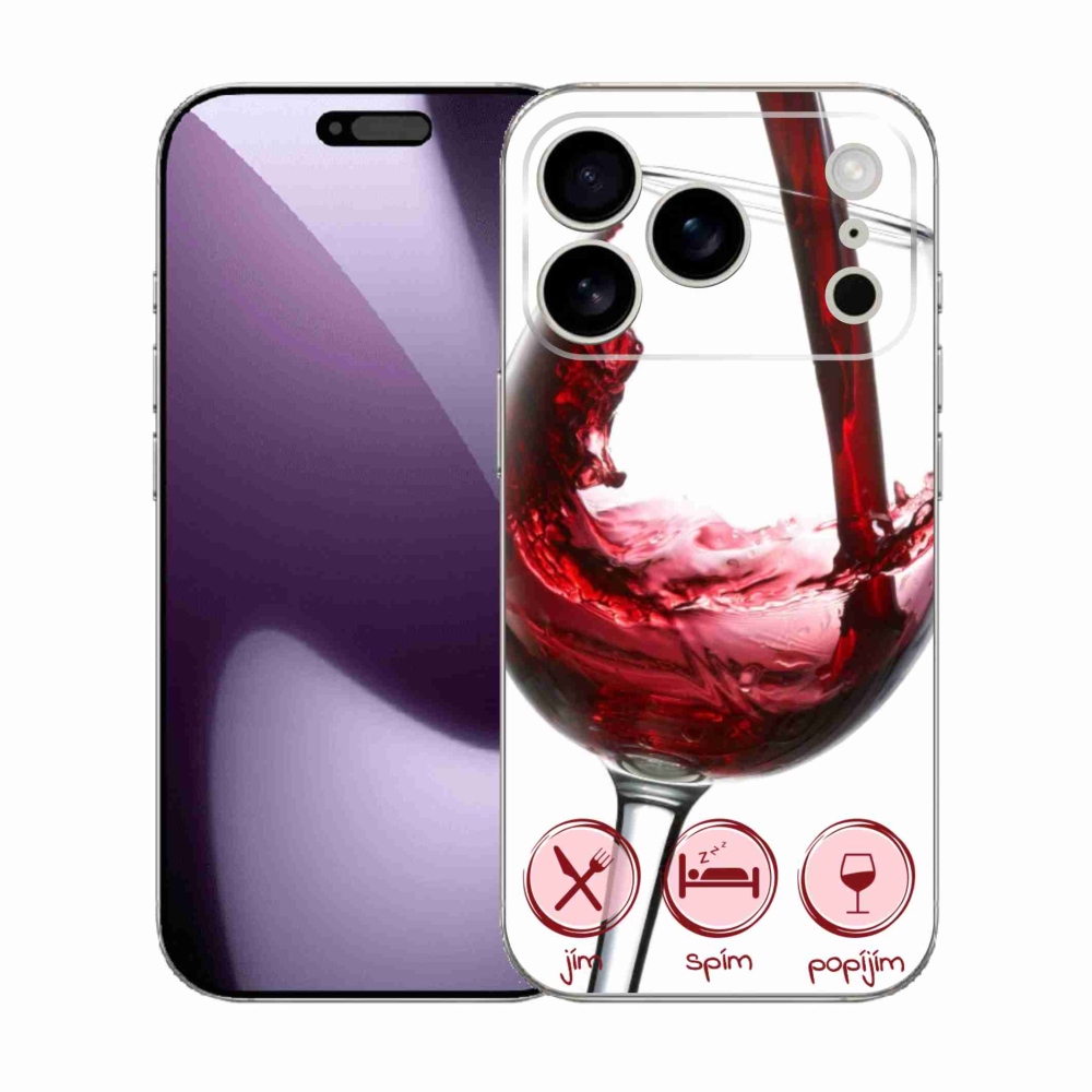Gélový kryt mmCase na iPhone 17 Pro - pohár vína červené