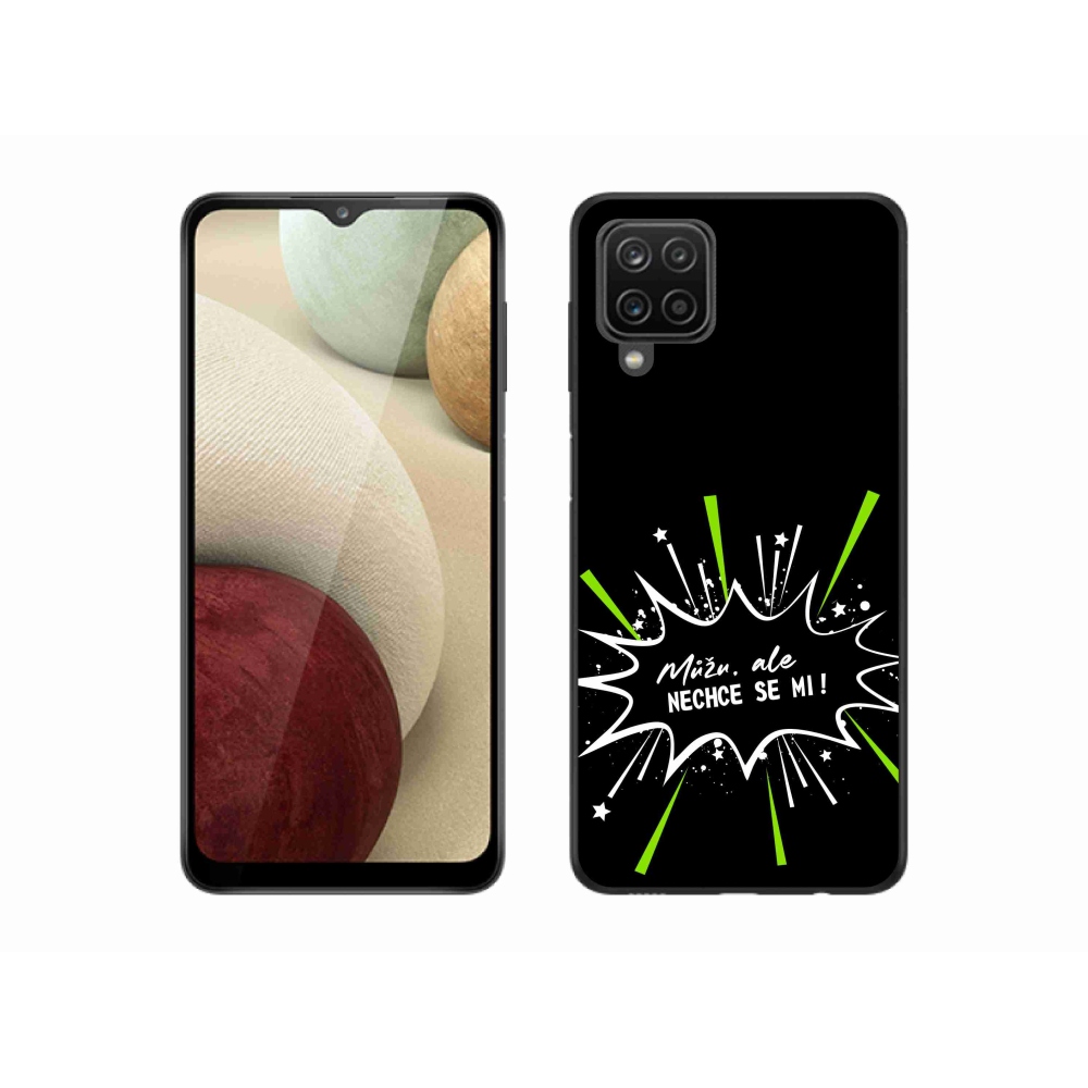 Gélový kryt mmCase na Samsung Galaxy A12 - vtipný text 11 čierne pozadie