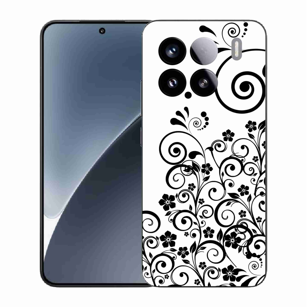 Gélový kryt mmCase na Xiaomi 15 - čiernobiele kvetinové vzory