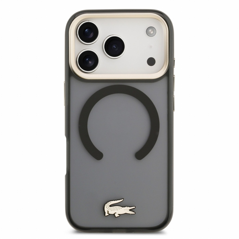 Lacoste IML Shockproof Petit Pique Gold Logo MagSafe zadný kryt pre iPhone 18 Pro Black