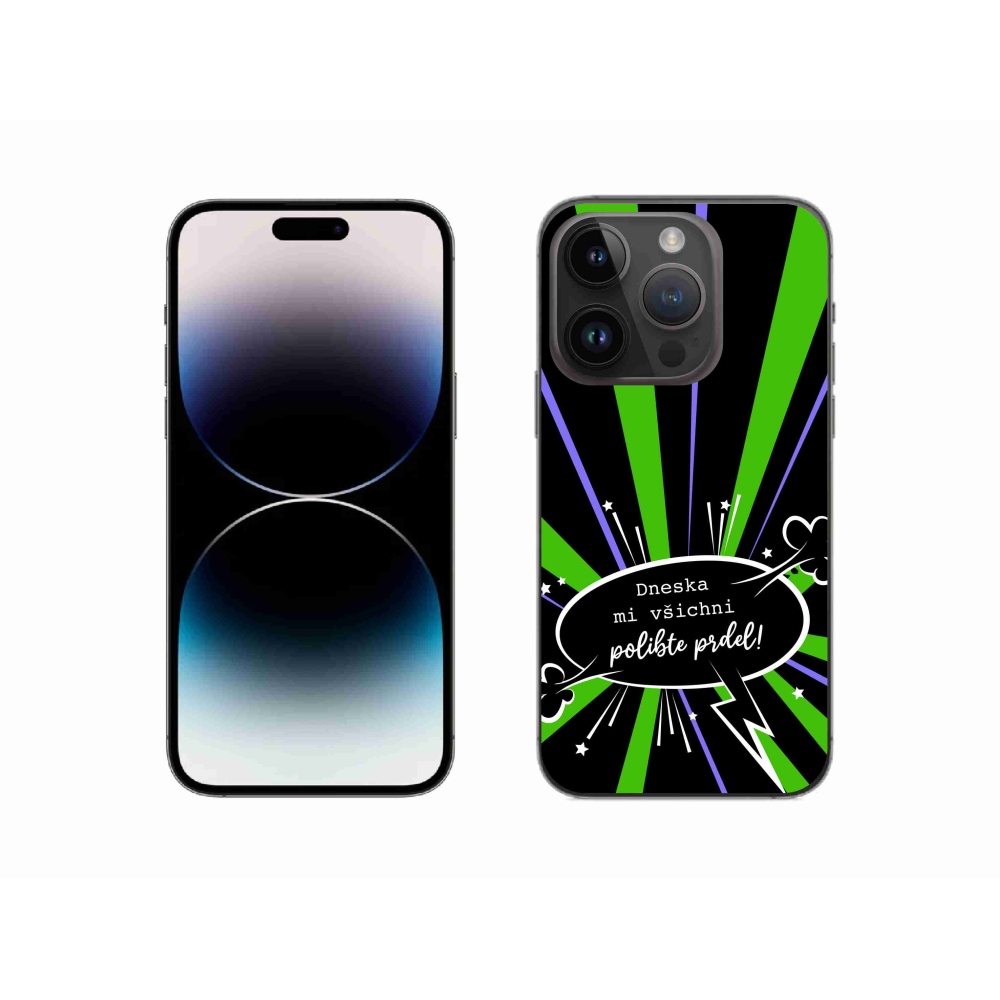 Gélový kryt mmCase na iPhone 14 Pro 6.1 - vtipný text 15 čierne pozadie