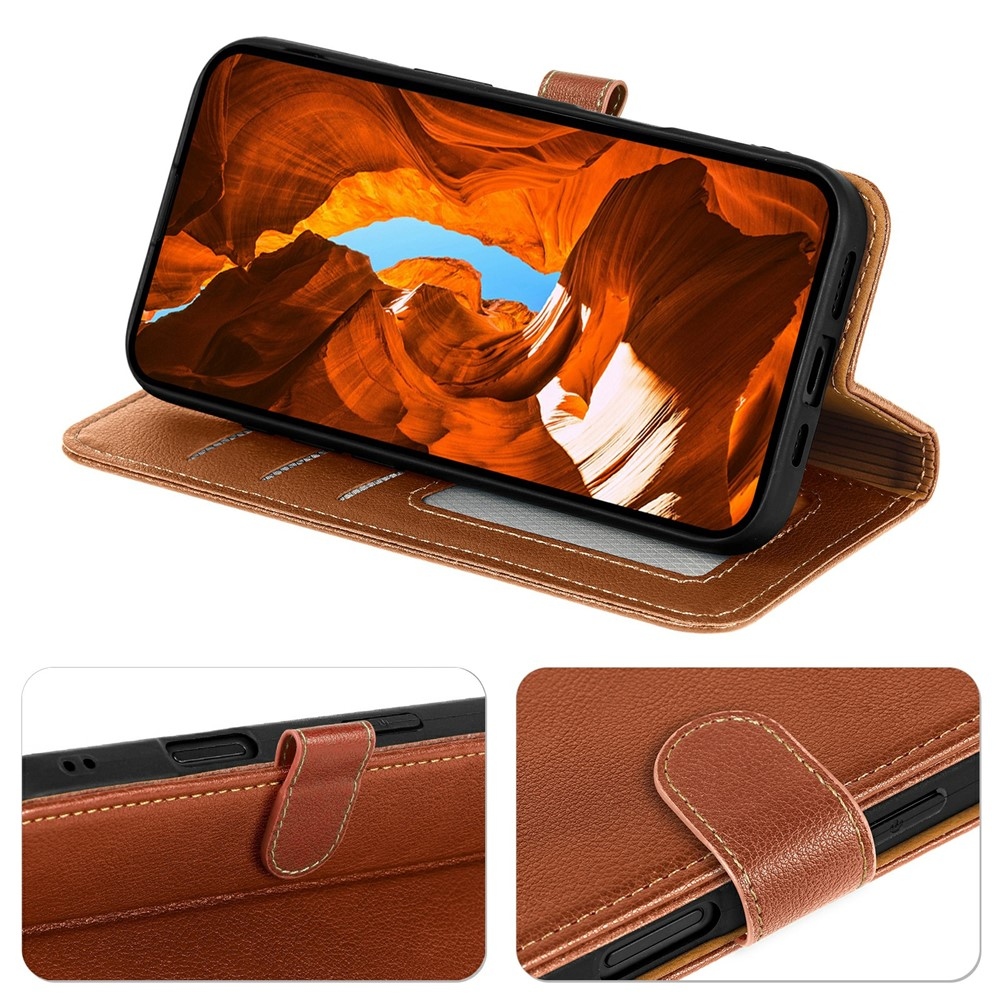 Clasp knižkové púzdro na Xiaomi Redmi 15 5G (169mm) - hnedé