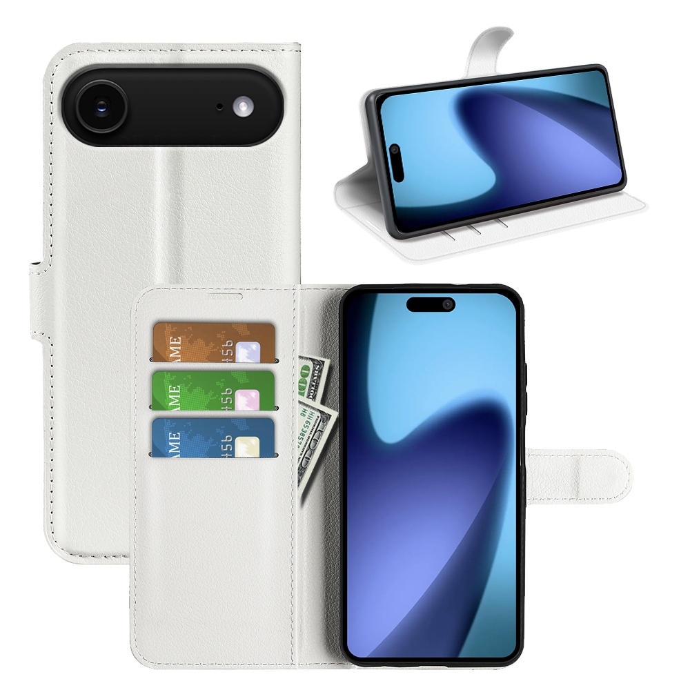 Litchi knižkové púzdro na iPhone 17 Air - biele
