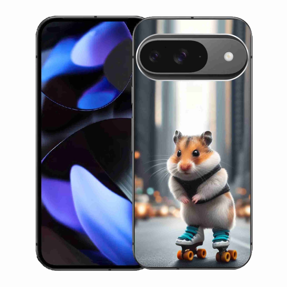 Gélový kryt mmCase na Google Pixel 9/9 Pro - škrečok na korčuliach