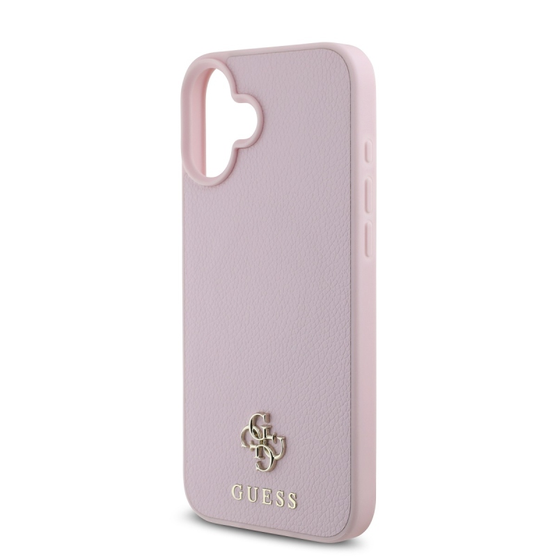 Guess PU Grained 4G Small Metal Logo MagSafe Zadný Kryt pre iPhone 16 Pink